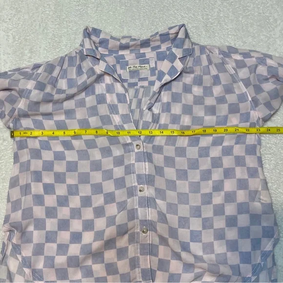 Free People Cotton Candy Easy Living Checker board Button Down Skirt Skater - Picture 14 of 14